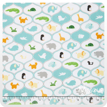 Little Ark Flannel - Friends Aqua Yardage
