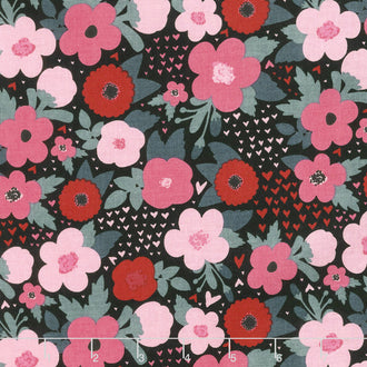 Hello Sweetheart - Floral Black Yardage