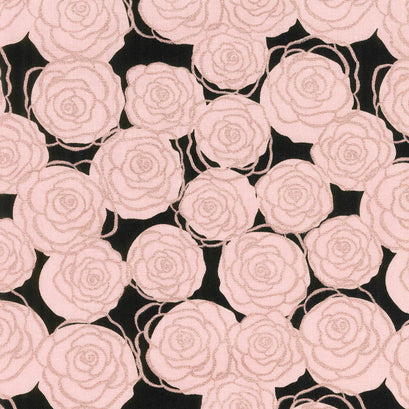 Bliss - Roses Black with Rose Gold Sparkle Yardage