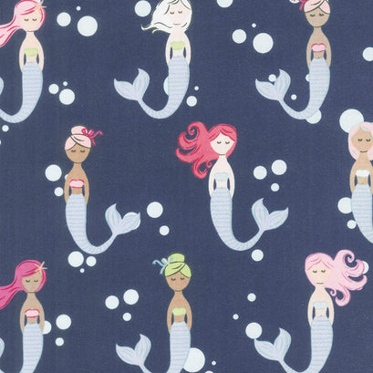 Let's Be Mermaids - Main Navy Yardage
