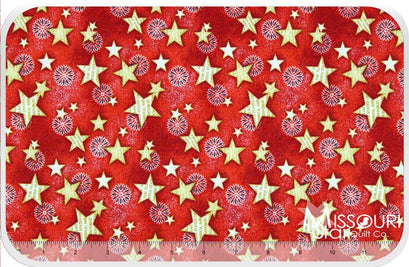 Star Spangled Bandana - Bandana Stars Red Yardage