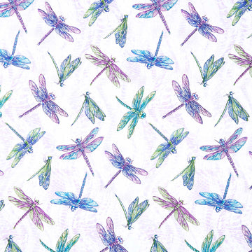 On Dragonfly Wings - Large Dragonfly Light Lavender Yardage Primary Image