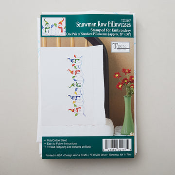 Snowman Row Embroidery Pillowcase Set Alternative View #3
