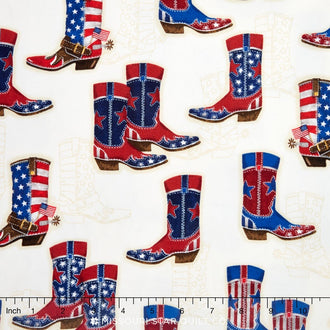 Red, White, and Blue - Boots Ivory Yardage