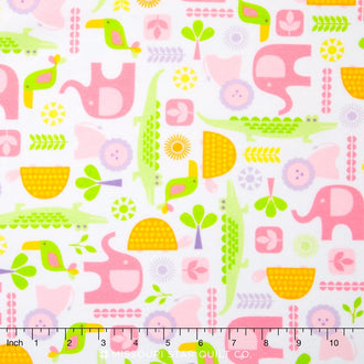 The Wild Bunch Flannel - Spring Animal Collage Yardage