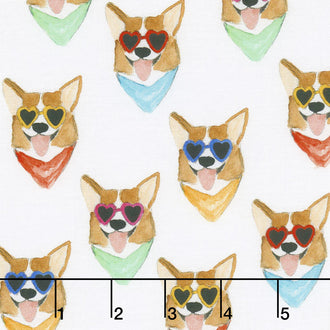 Woof - Dogs Corgi White Yardage