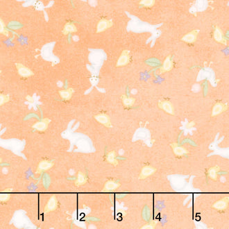 Little Chicks - Bunnies & Chicks Orange Flannel Yardage
