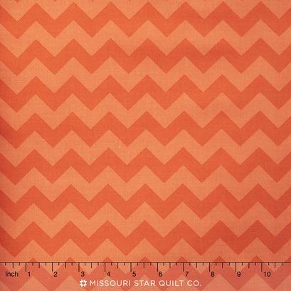 Small Cotton Chevrons - Tone on Tone Orange Yardage