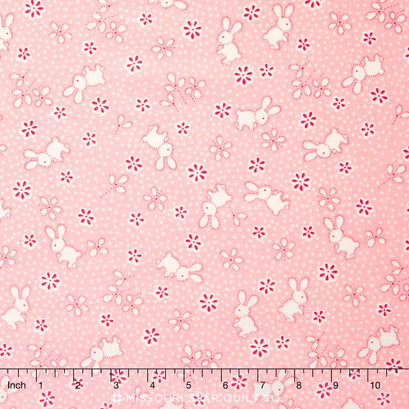 Toy Chest - Bunnies & Flowers Pink Yardage