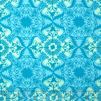 Jasmine - Floral Medallion Peacock Yardage