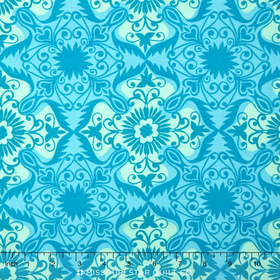 Jasmine - Floral Medallion Peacock Yardage