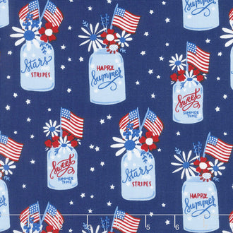Patriotic Parade - Patriotic Jars Dark Blue Yardage