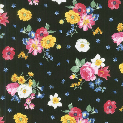 Afternoon Picnic - Floral Black Yardage