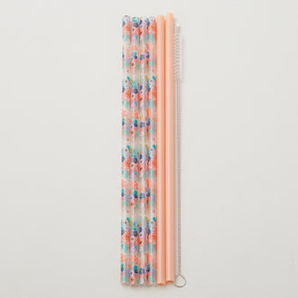 Bella Rosa + Navy Glitter Reusable Straw Set