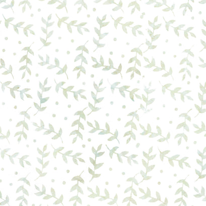 Misty Mornings Batiks - Leaves White Yardage