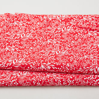 Christmas Colors - Branches Red 108" Wide Backing 3 Yard Cut