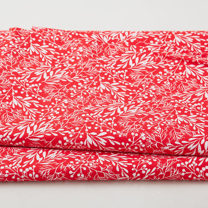 Christmas Colors - Branches Red 108" Wide Backing 3 Yard Cut