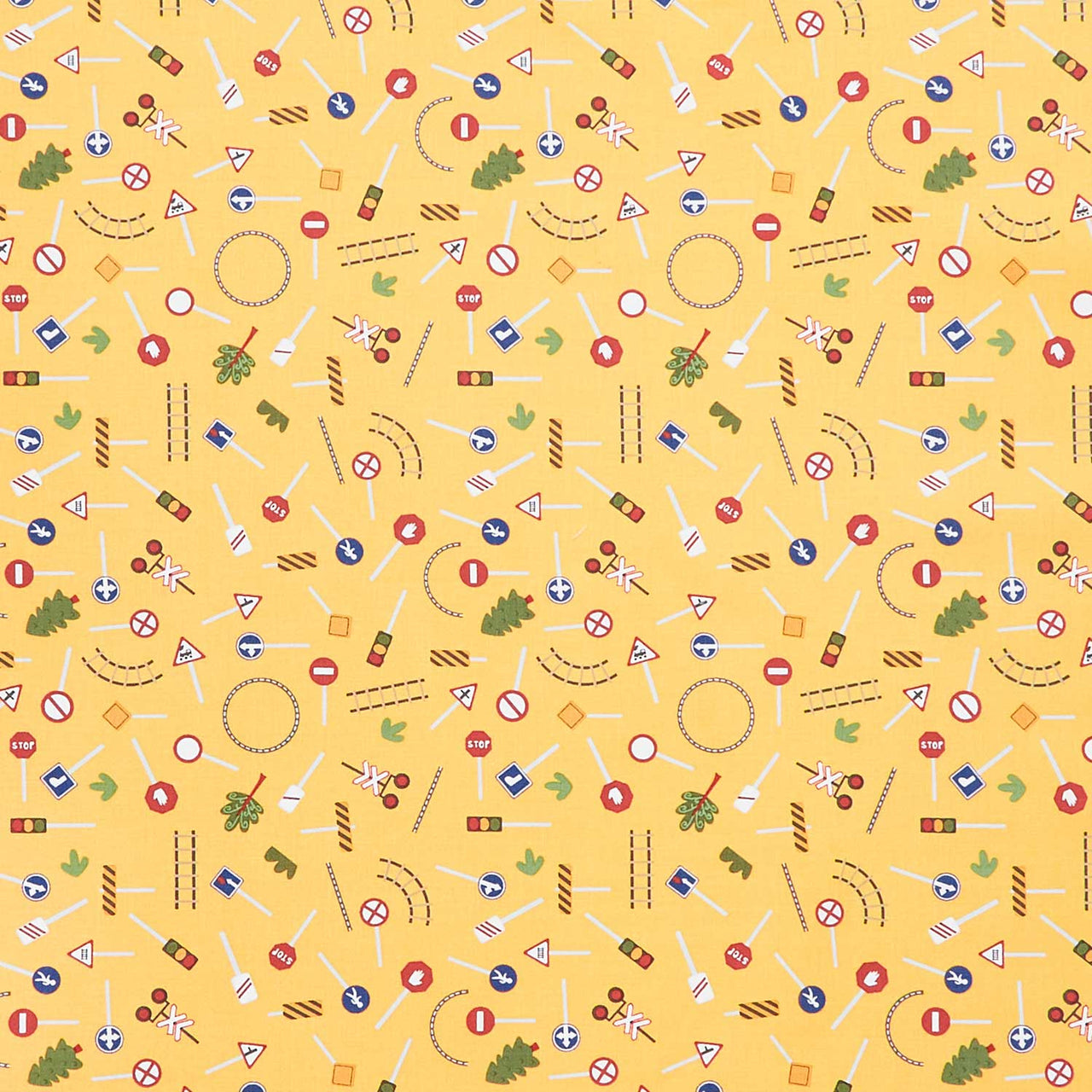 It Takes a Village - Traffic Signs Sunshine Yardage