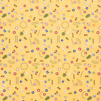 It Takes a Village - Traffic Signs Sunshine Yardage