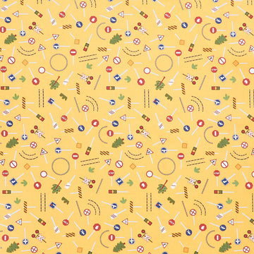 It Takes a Village - Traffic Signs Sunshine Yardage