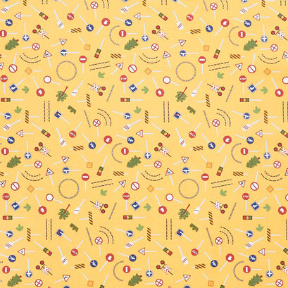 It Takes a Village - Traffic Signs Sunshine Yardage