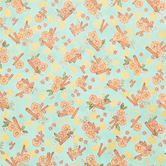 Sweet Pumpkin Spice - Oranges Sage Metallic Yardage