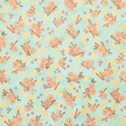 Sweet Pumpkin Spice - Oranges Sage Metallic Yardage