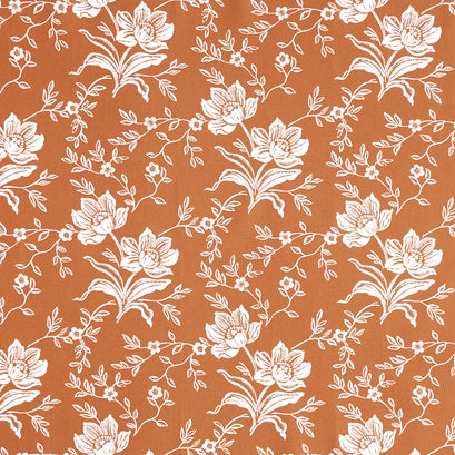 Denim and Daisies - Woodcut Bloom Nutmeg Yardage