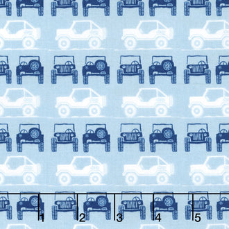 J is for Jeep - Blue Colorway Jeeps Blue Yardage