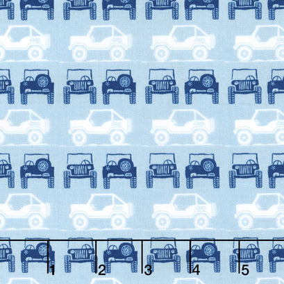 J is for Jeep - Blue Colorway Jeeps Blue Yardage