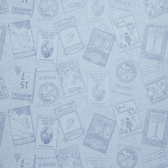 Old School - Bookworm Blue Yardage