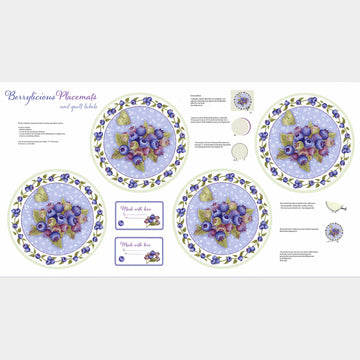 Berrylicious - Blueberry Placemat Blue White Panel