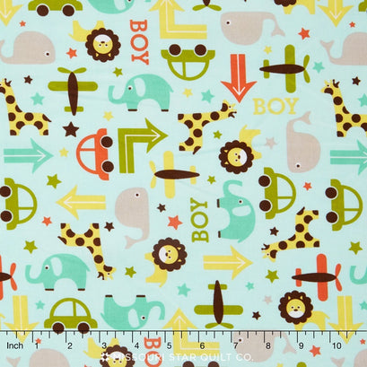 Oh Boy! - Main Aqua Flannel Yardage