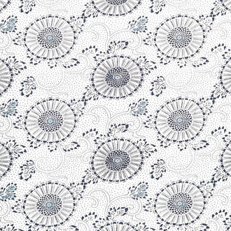 Indigo Blooming - Kiku Sand Midnight Yardage