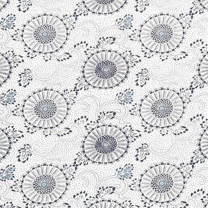 Indigo Blooming - Kiku Sand Midnight Yardage