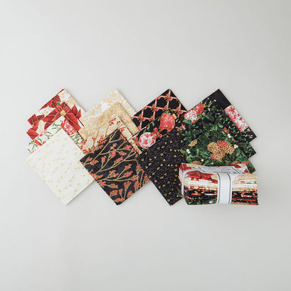 Holiday Flourish Festive Finery Cream and Black Metallic Fat Quarter Bundle