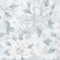 Holiday Flourish 11 - Peacock Poinsettias Blue Metallic Yardage