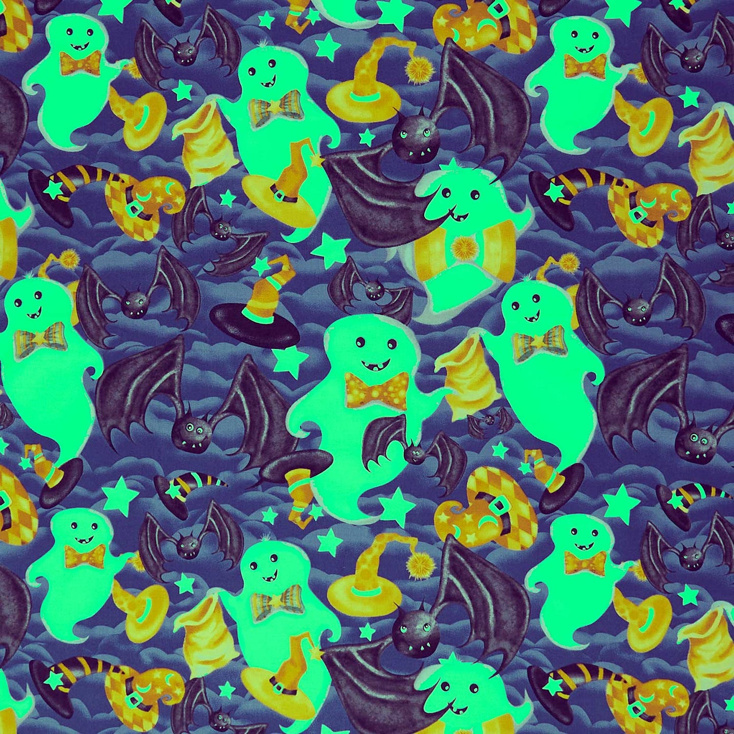 Boo Whoo - Ghost and Bats Multi Glow Yardage Alternative View #1