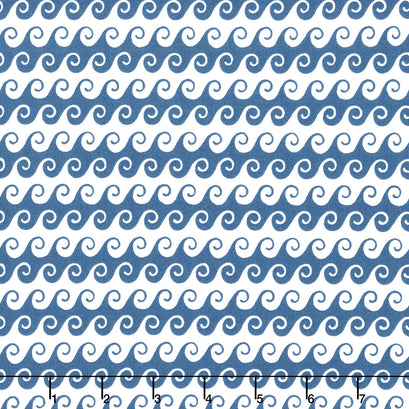 Free as the Ocean - Waves Blue Yardage