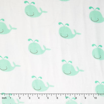 Designer Double Gauze - Whale Aqua Yardage