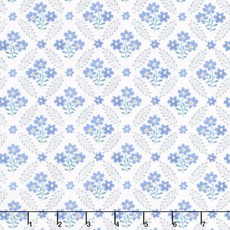 Morning Blooms - Floral Grid Cream Multi Yardage