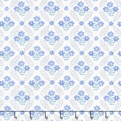 Morning Blooms - Floral Grid Cream Multi Yardage