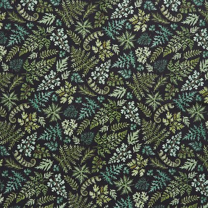 Wild Harvest - Small Ferns Black Yardage