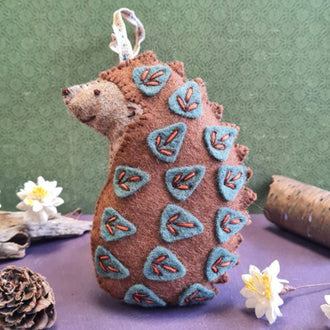 Folk Hedgehog Wool Felt Embroidery Applique Ornament Kit