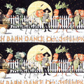 Pumpkin Patch - Barn Dance Border Stripe White Yardage