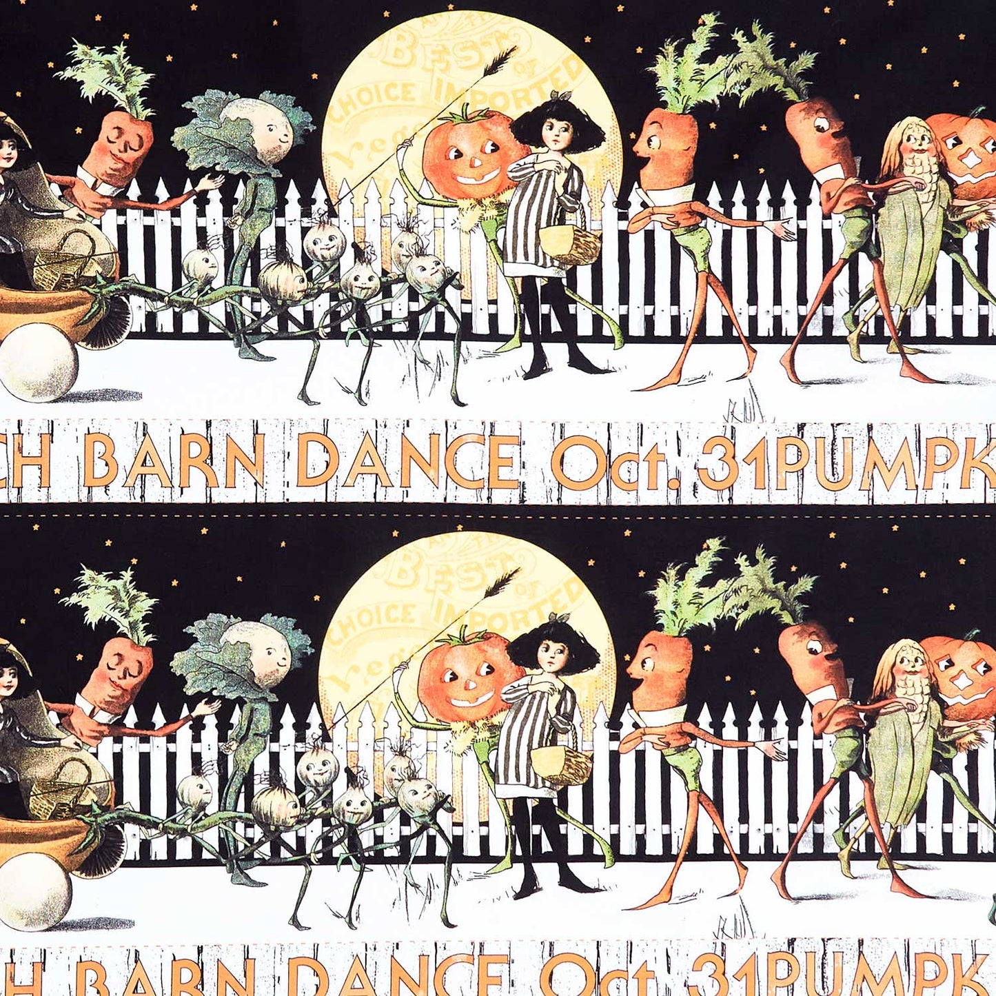 Pumpkin Patch (Riley Blake) - Barn Dance Border Stripe White Yardage Primary Image
