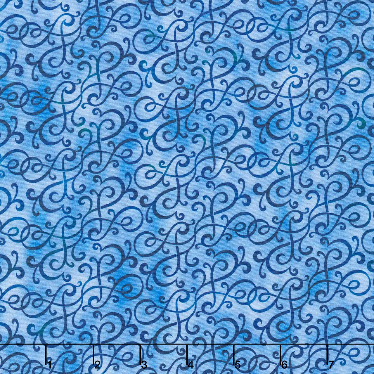 Glorious Garden - Scroll Blue Yardage