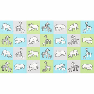 Little Safari - Aqua Colorstory Safari Animal Aqua Flannel Panel
