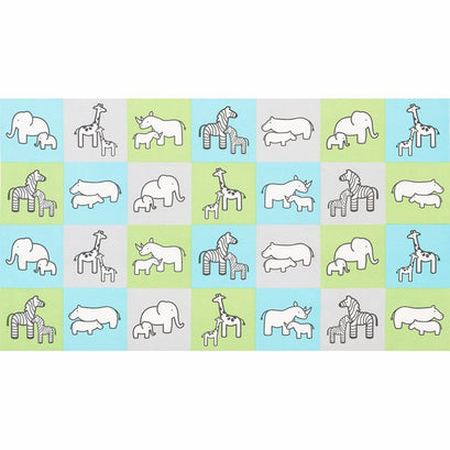 Little Safari - Aqua Colorstory Safari Animal Aqua Flannel Panel
