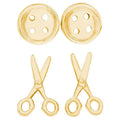 Button and Scissors Earring Set - Gold